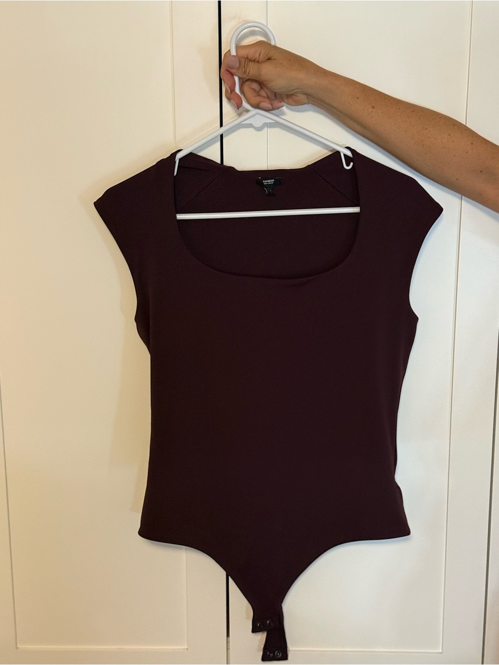 Express Plum Scoop Neck Cap Sleeve Bodysuit